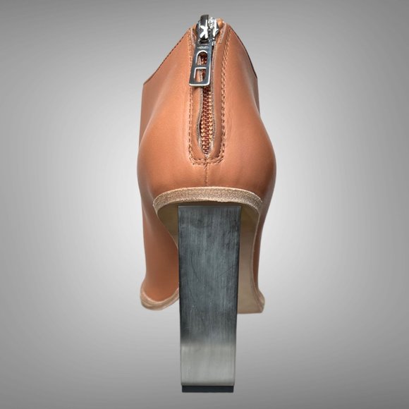 HERMES OLGA CALF LEATHER NATURAL BOOTIES ANKLE BOOTS SHOES EU 40 HEELS - Picture 5 of 16